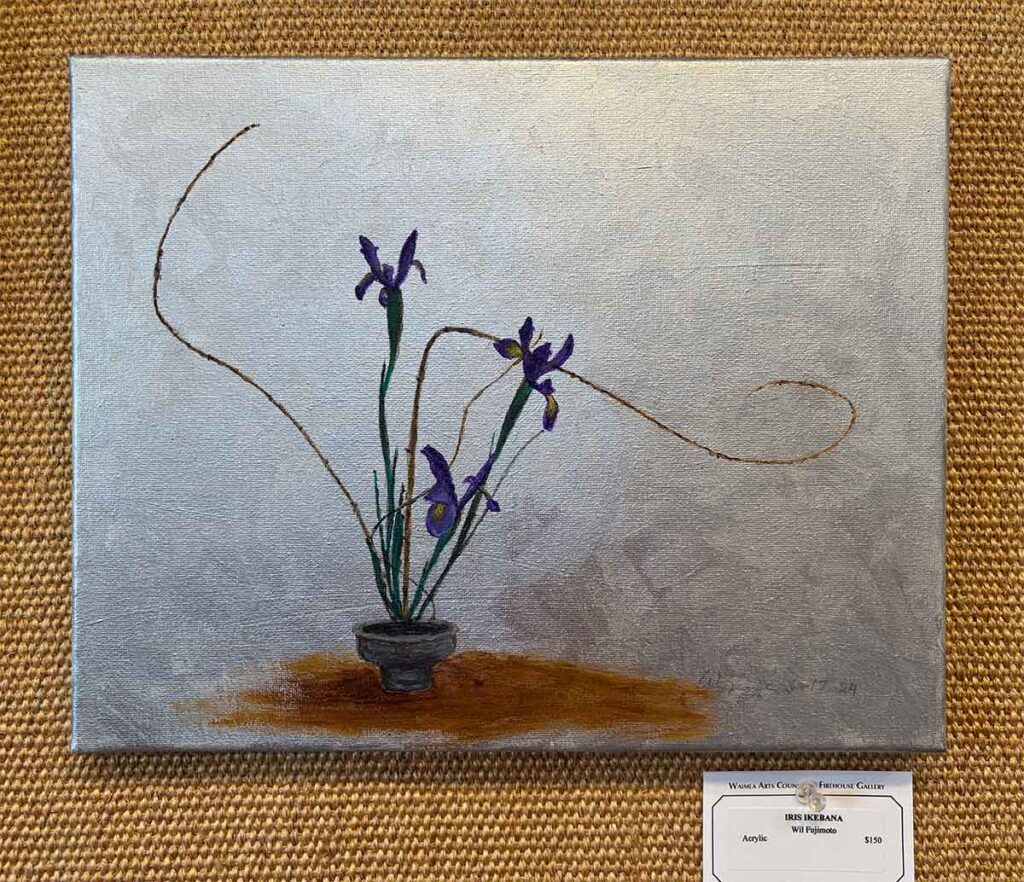 Iris Ikebana (acrylic) by Wil Fujimoto